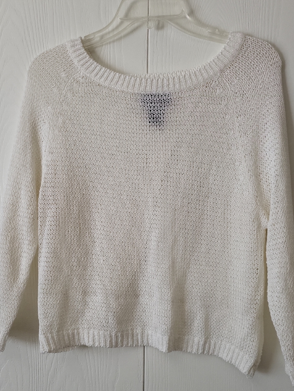 Hooked Up by IOT Cream Open-Knit Crewneck Sweater